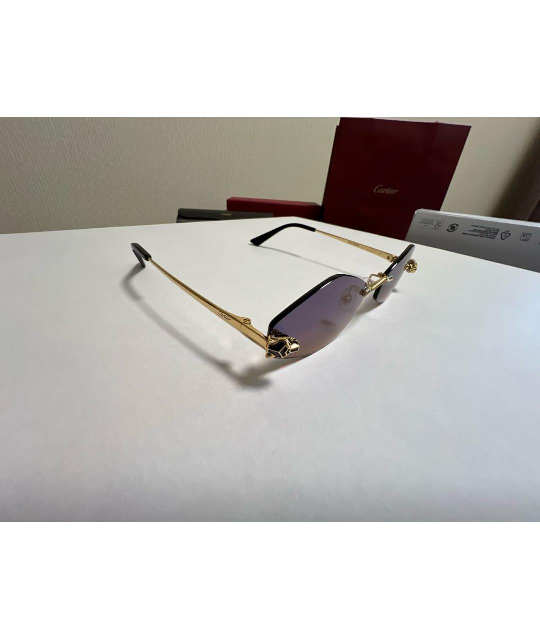 CARTIER Фиолетовые металлические солнцезащитные очки, фото 2