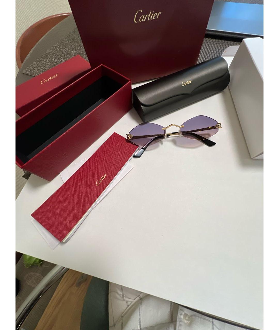 CARTIER Фиолетовые металлические солнцезащитные очки, фото 5