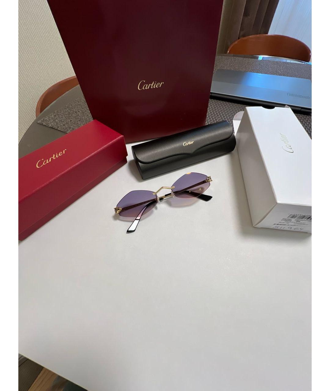 CARTIER Фиолетовые металлические солнцезащитные очки, фото 4