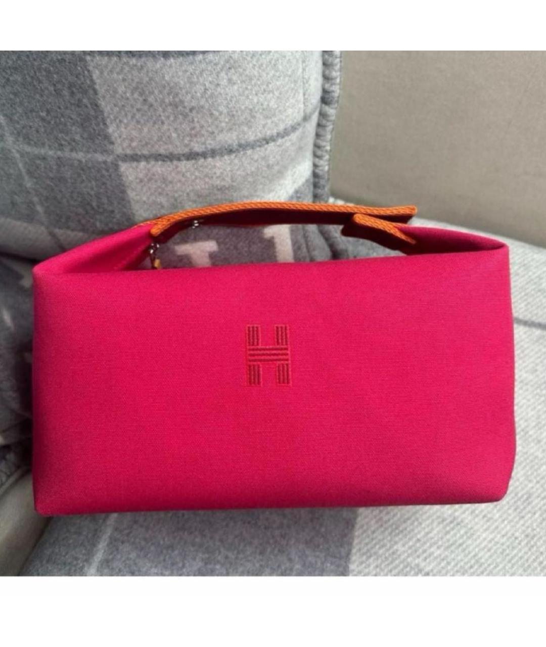 HERMES Розовая хлопковая косметичка, фото 2