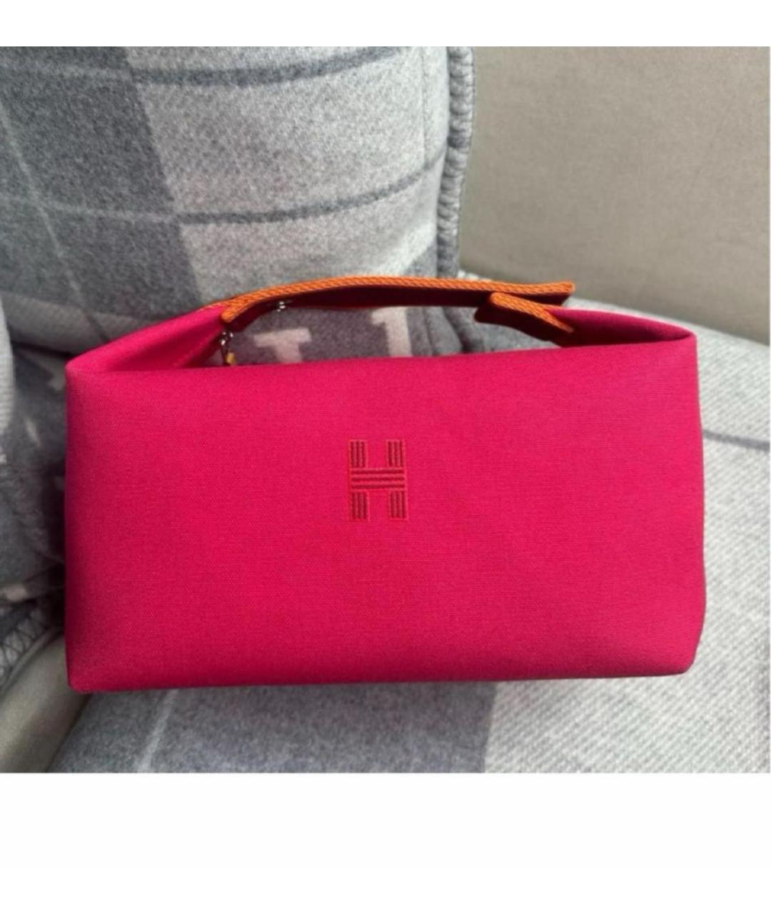 HERMES Фуксия хлопковая косметичка, фото 2