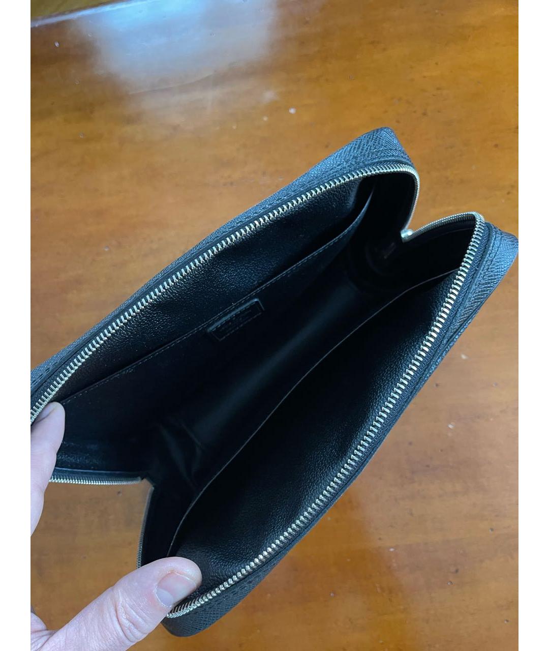 LOUIS VUITTON Черный кожаный кошелек, фото 3