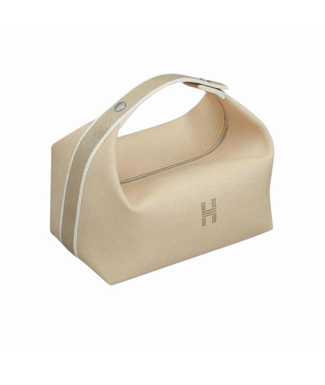 HERMES Бежевая хлопковая косметичка, фото 3