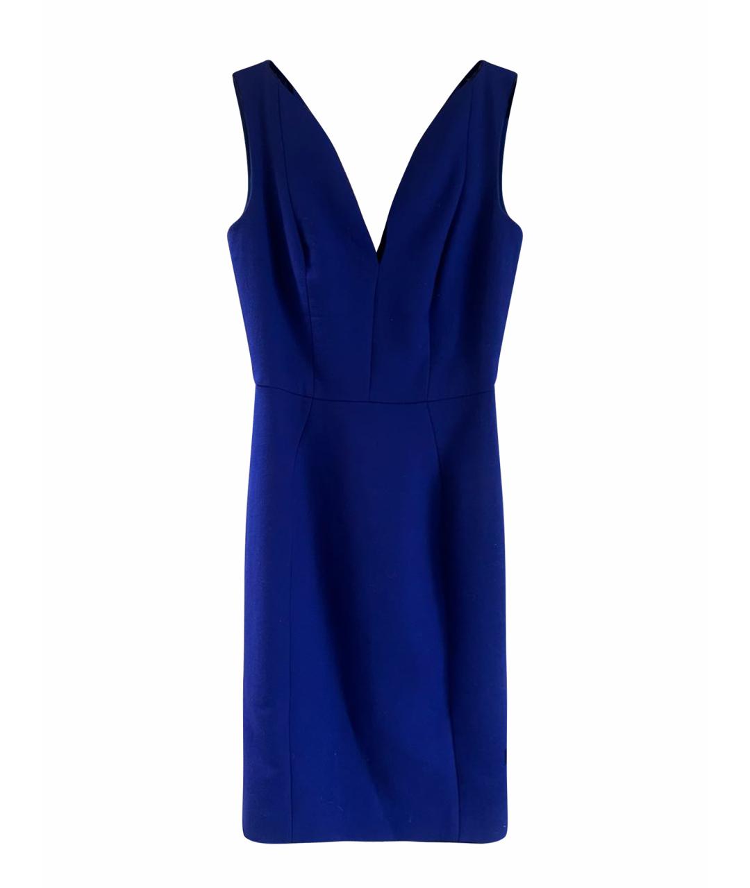 CHRISTIAN DIOR Синее шерстяное коктейльное платье, фото 1