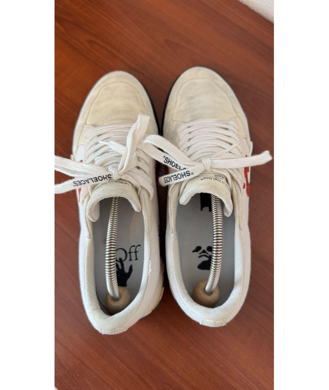 OFF-WHITE Белые замшевые низкие кроссовки / кеды, фото 3