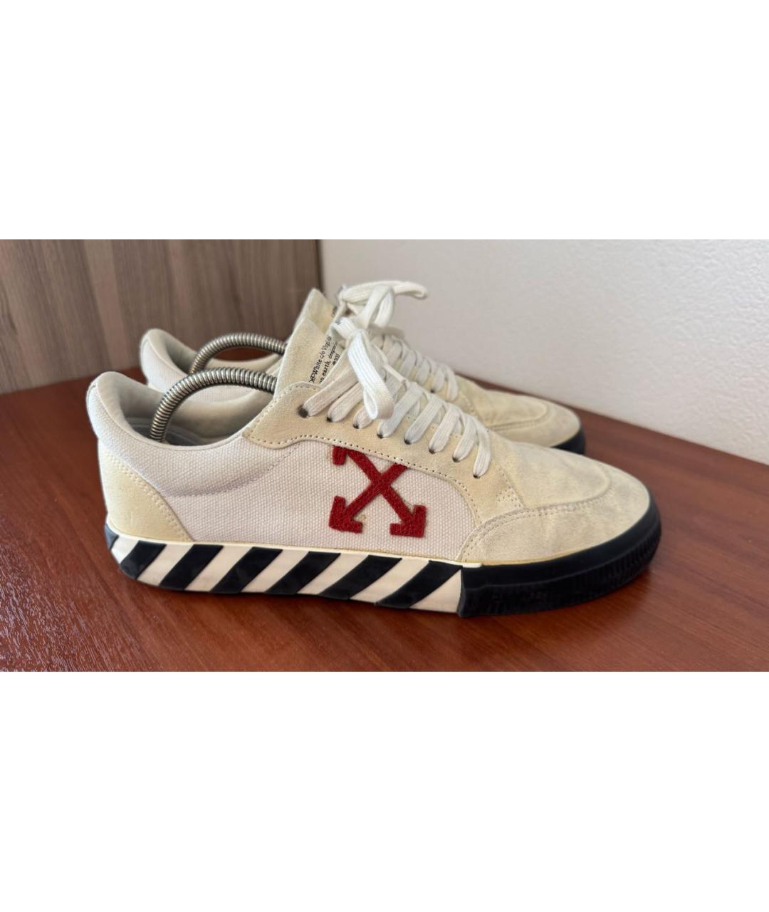 OFF-WHITE Белые замшевые низкие кроссовки / кеды, фото 7