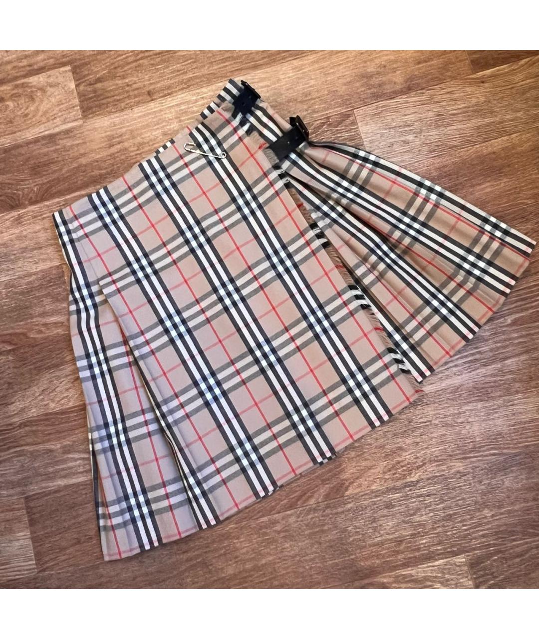 BURBERRY Бежевая шерстяная юбка миди, фото 9