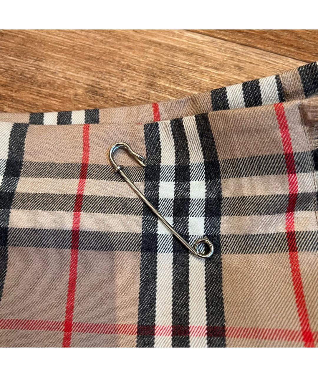 BURBERRY Бежевая шерстяная юбка миди, фото 3