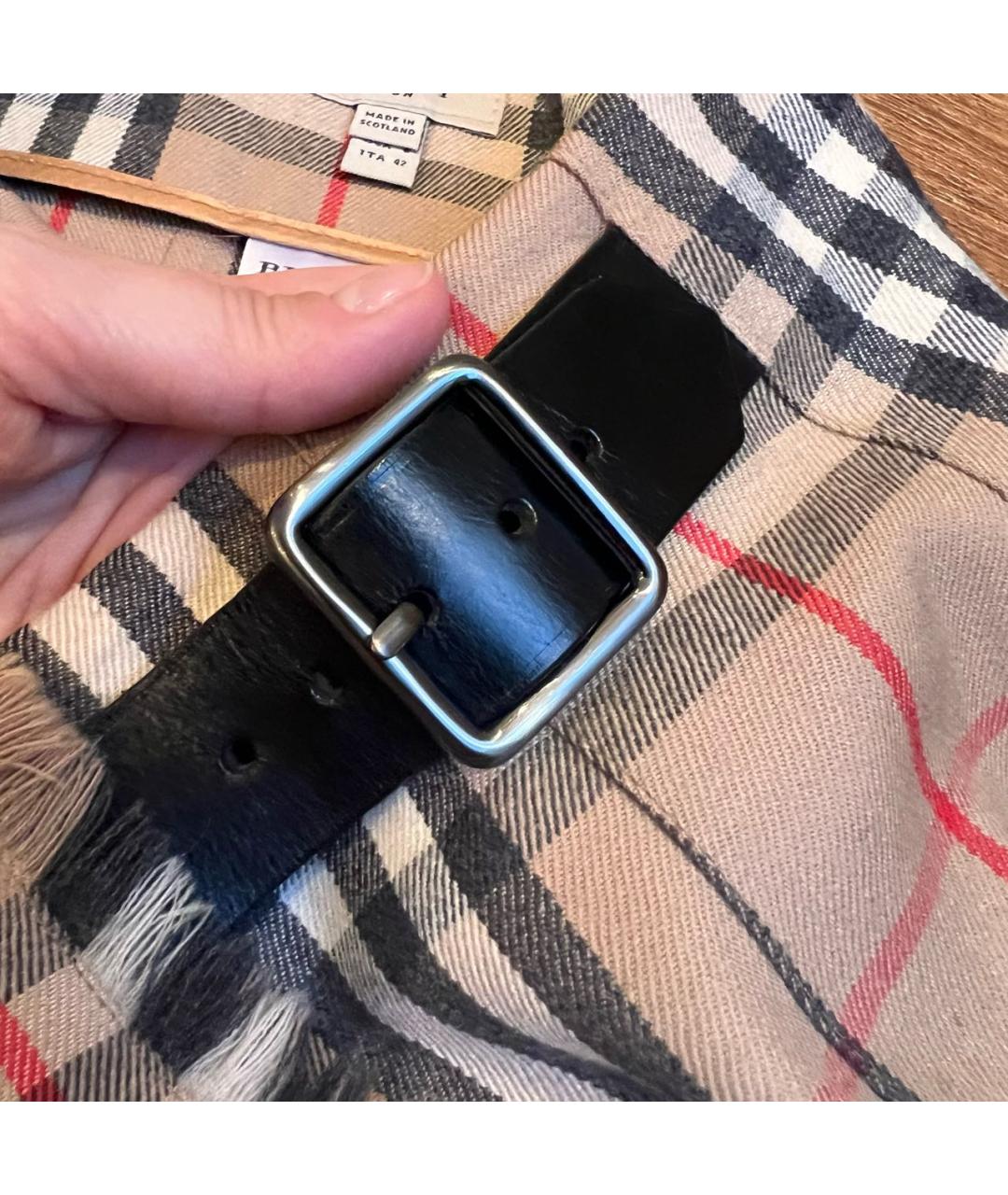 BURBERRY Бежевая шерстяная юбка миди, фото 4