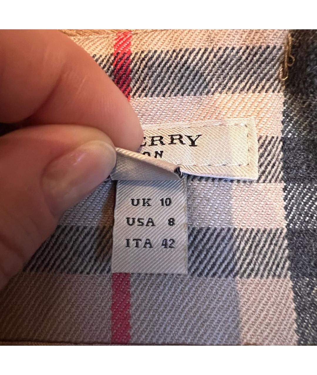 BURBERRY Бежевая шерстяная юбка миди, фото 7