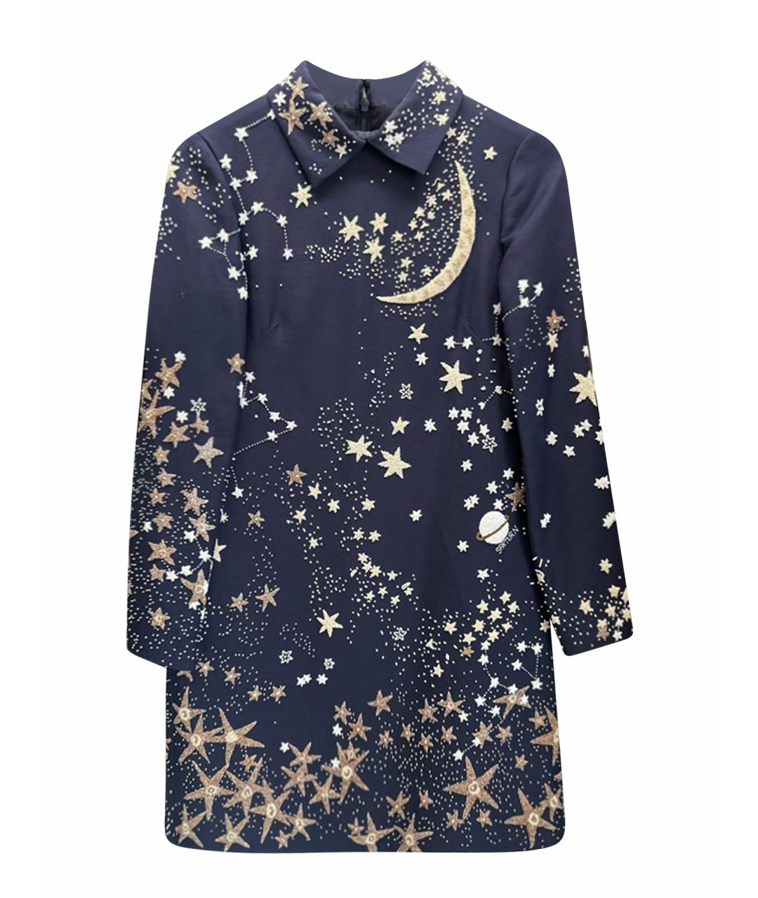 VALENTINO Темно-синее шерстяное вечернее платье, фото 1