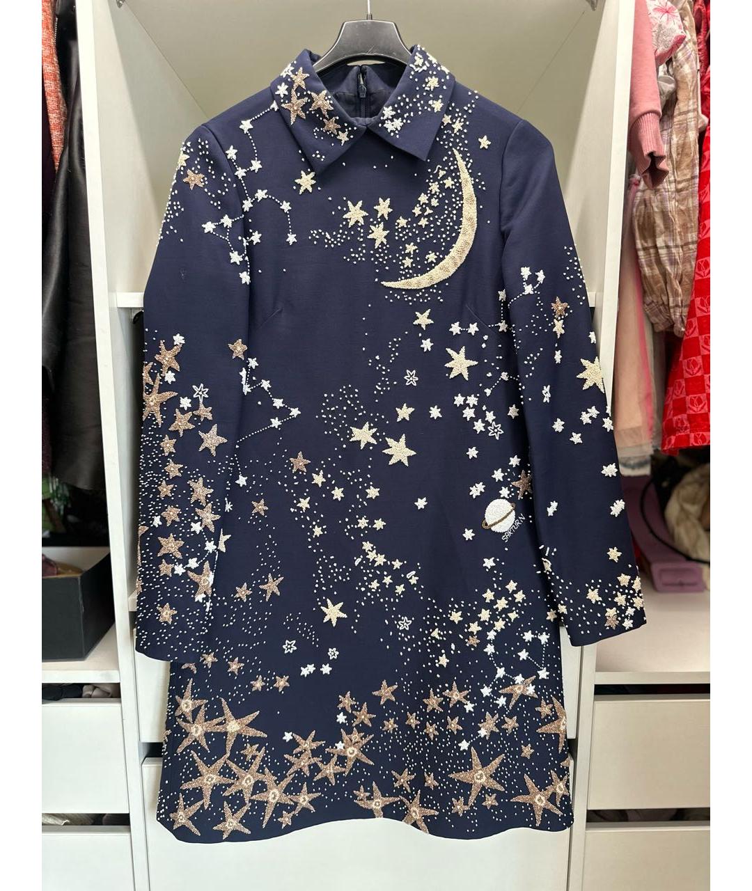 VALENTINO Темно-синее шерстяное вечернее платье, фото 7