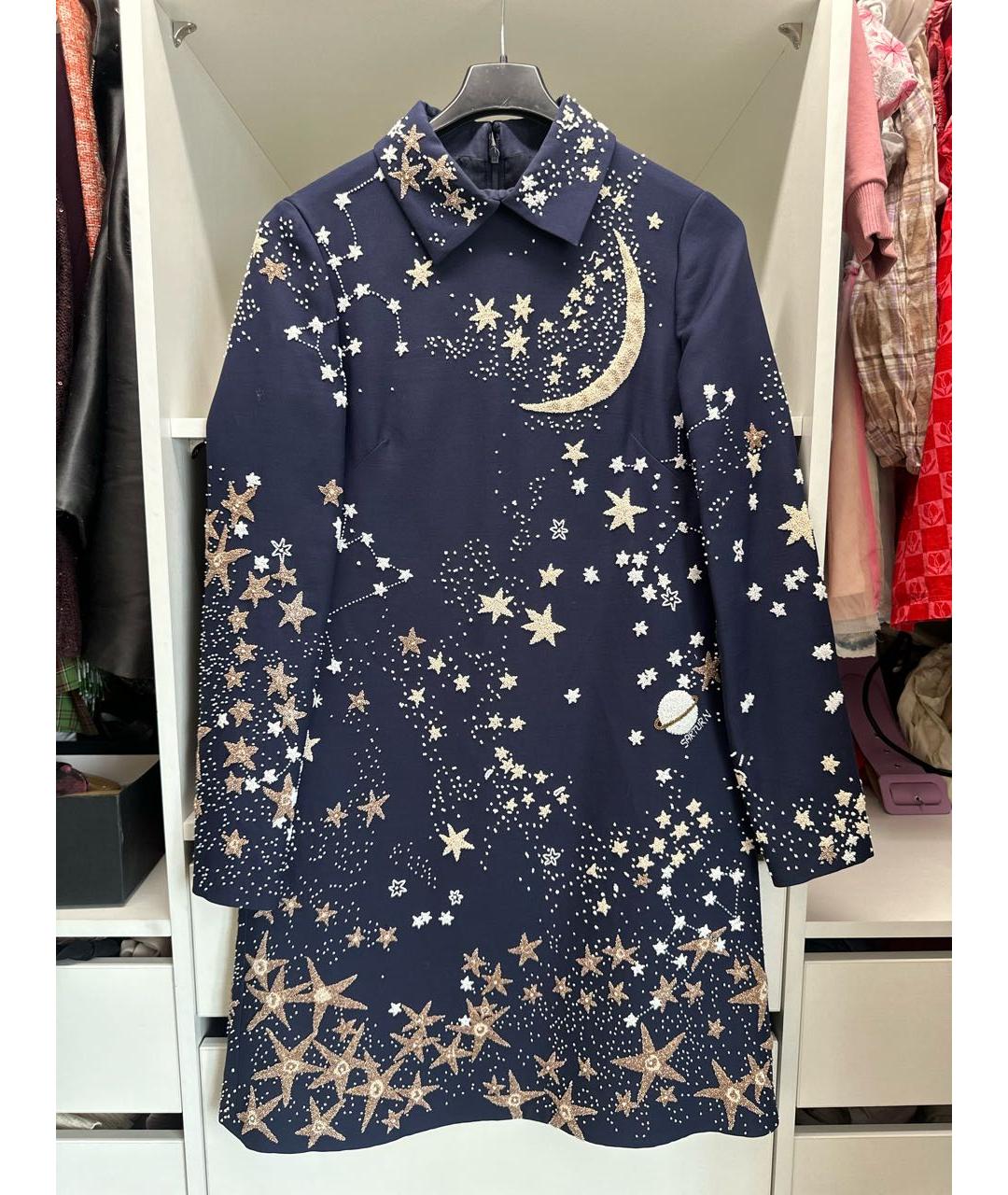 VALENTINO Темно-синее шерстяное вечернее платье, фото 2