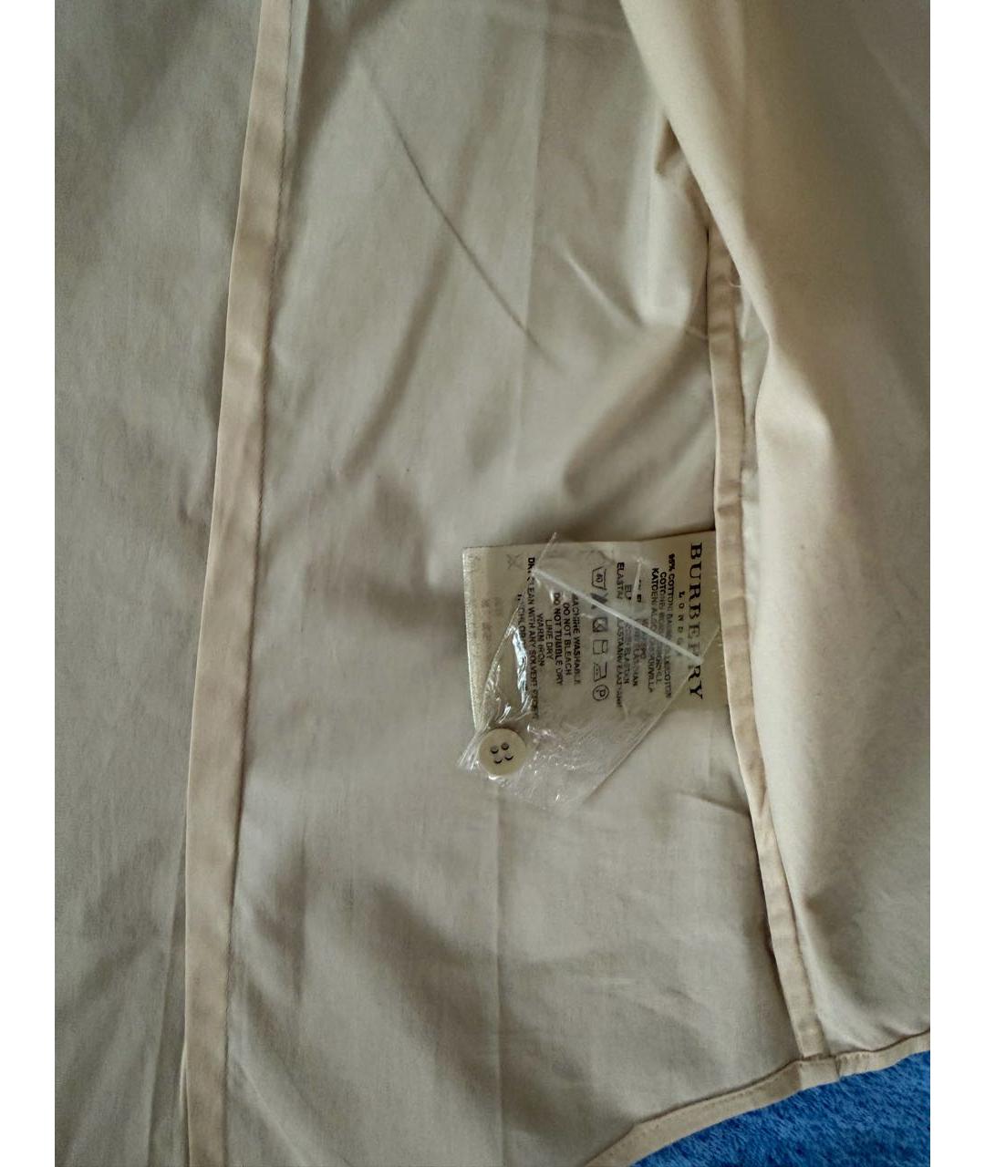 BURBERRY Бежевая хлопко-эластановая рубашка, фото 4