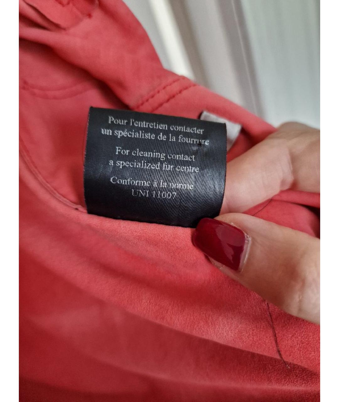 YVES SALOMON Коралловое кожаное коктейльное платье, фото 6