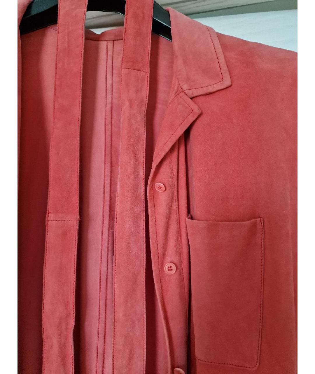 YVES SALOMON Коралловое кожаное коктейльное платье, фото 3