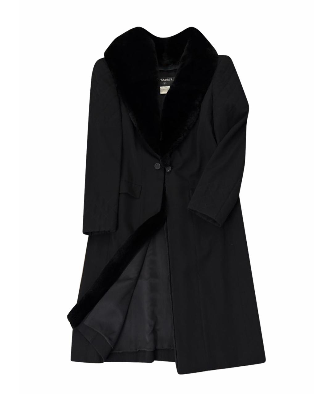 CHANEL Черное шерстяное пальто, фото 1