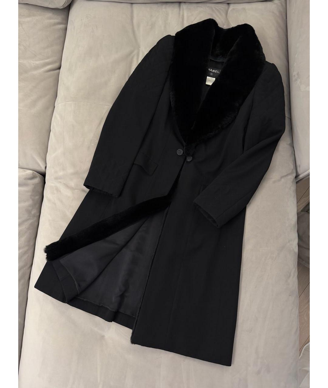 CHANEL Черное шерстяное пальто, фото 2