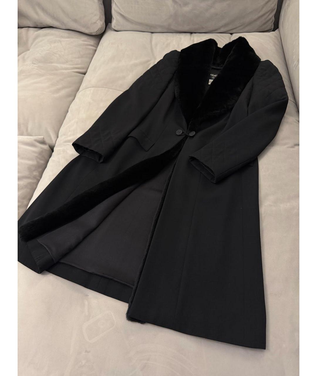 CHANEL Черное шерстяное пальто, фото 3