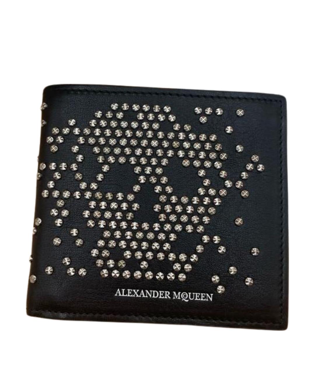 ALEXANDER MCQUEEN Черный кожаный кошелек, фото 1