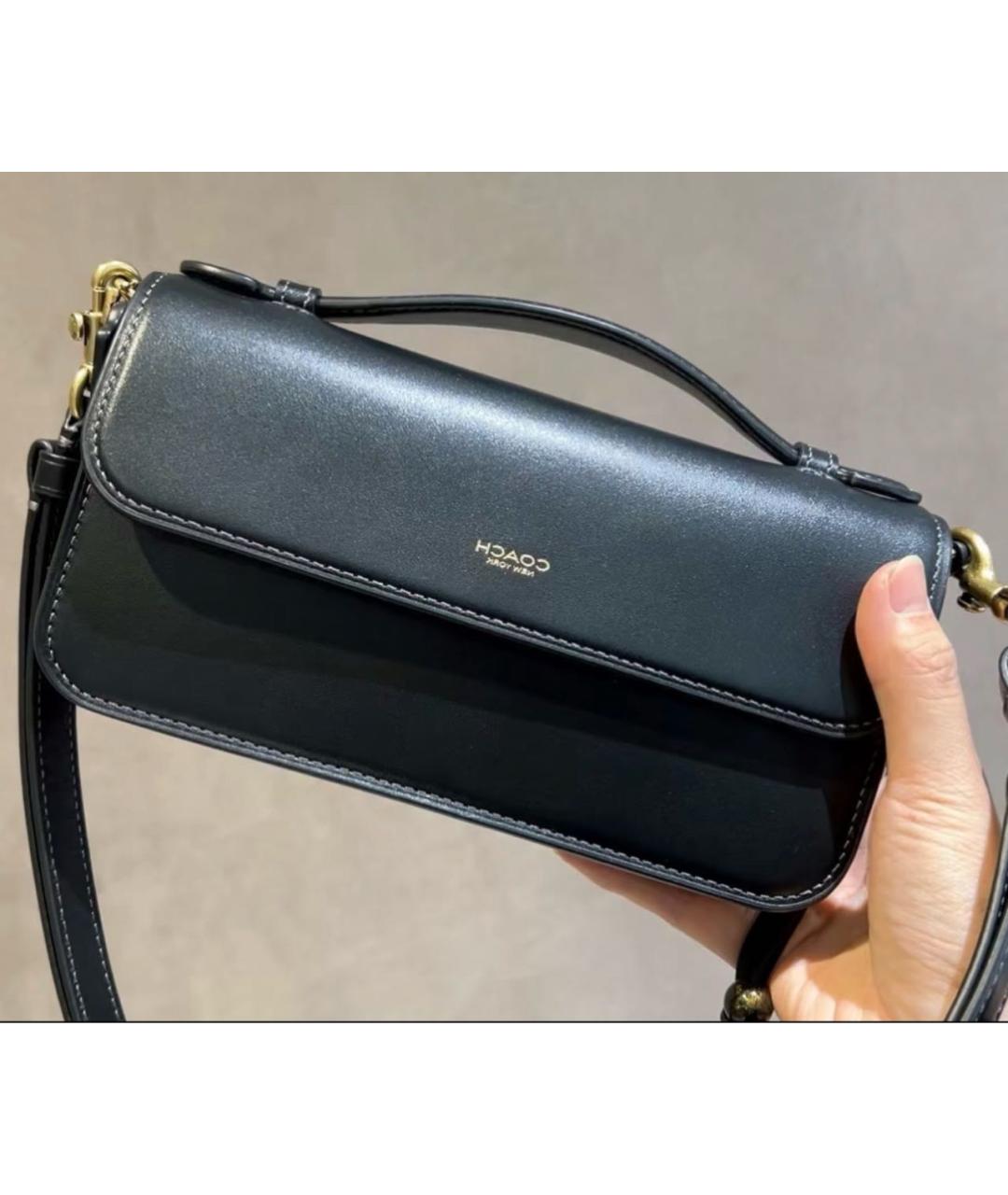 COACH Черная кожаная сумка через плечо, фото 7