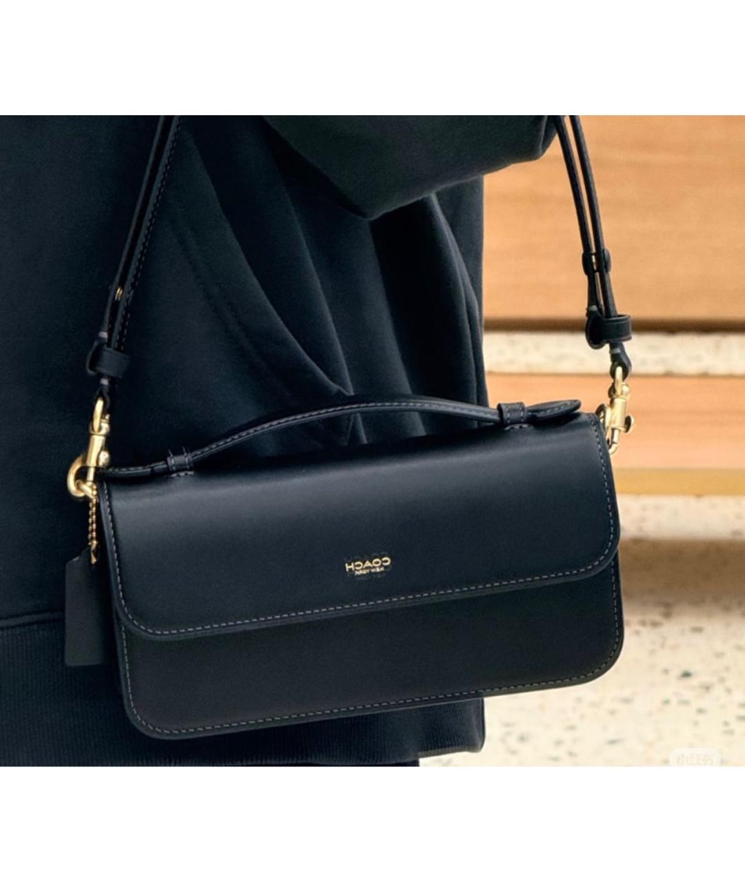 COACH Черная кожаная сумка через плечо, фото 8