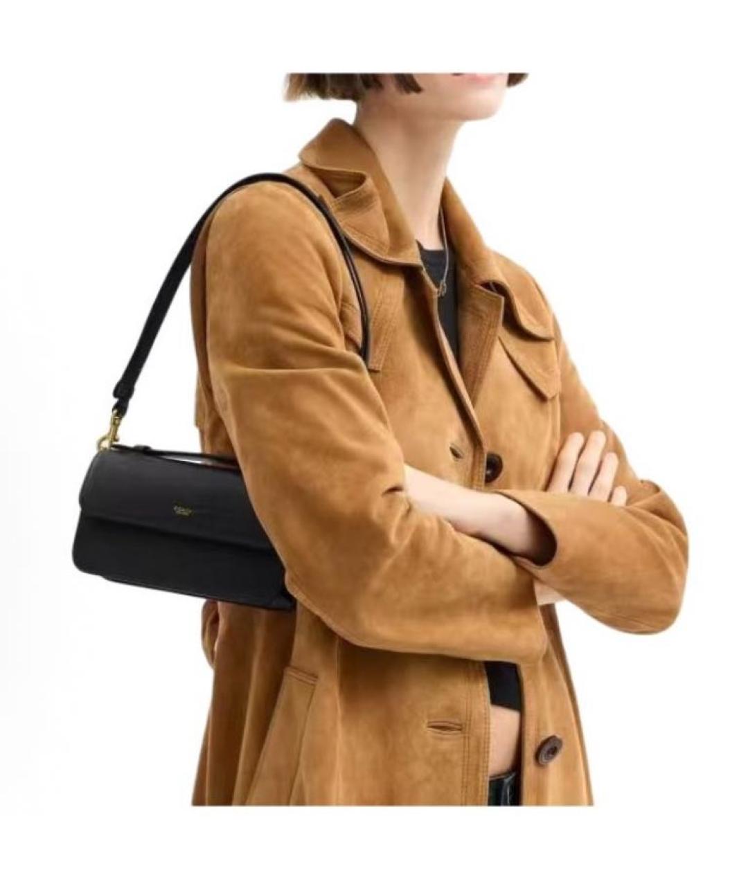 COACH Черная кожаная сумка через плечо, фото 5