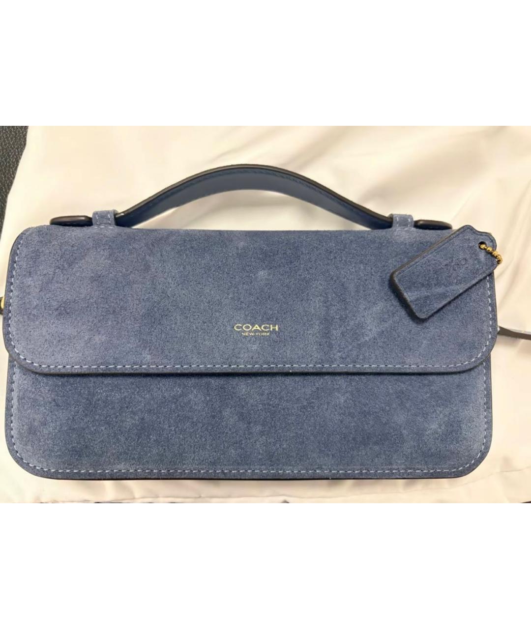 COACH Голубая замшевая сумка через плечо, фото 8