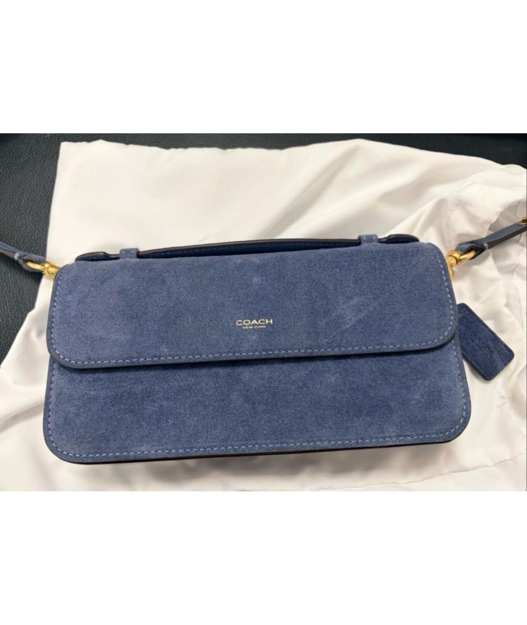 COACH Голубая замшевая сумка через плечо, фото 7