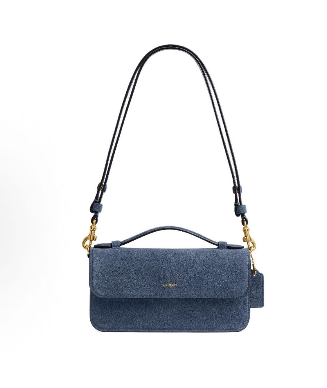 COACH Голубая замшевая сумка через плечо, фото 9