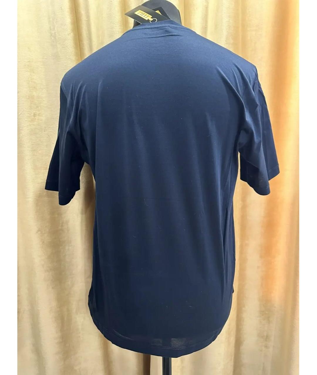 ZILLI Темно-синяя хлопковая футболка, фото 2