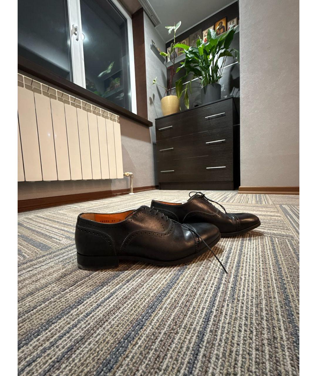 SANTONI Черные кожаные туфли, фото 4