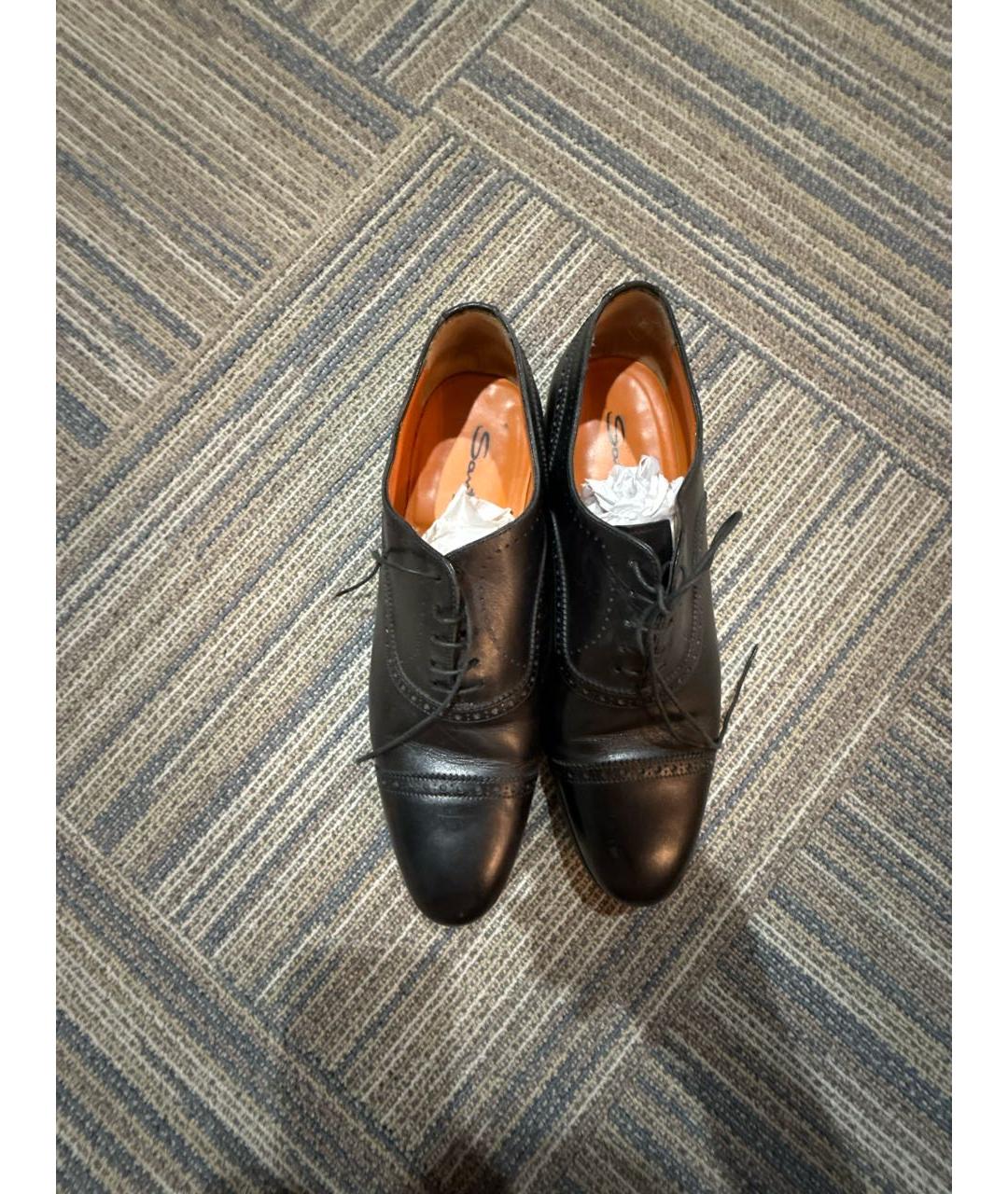 SANTONI Черные кожаные туфли, фото 3