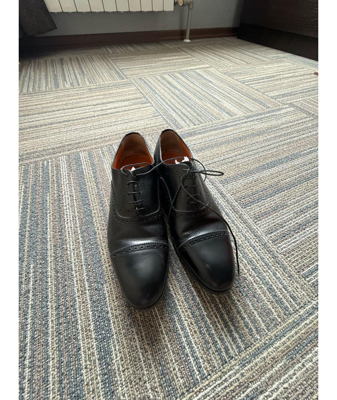 SANTONI Черные кожаные туфли, фото 2