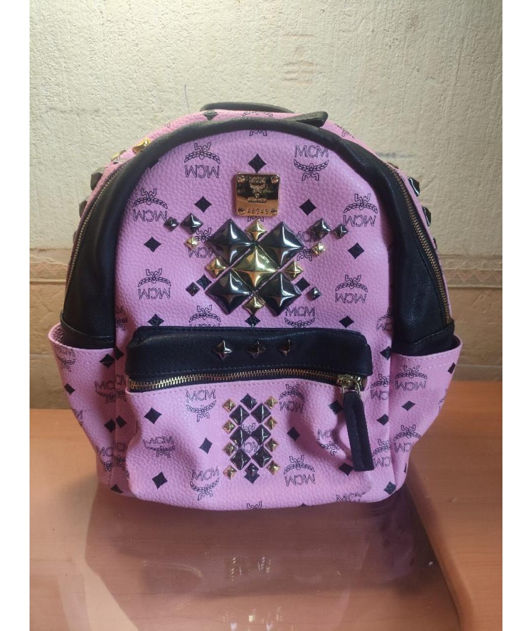MCM Розовый кожаный рюкзак, фото 6