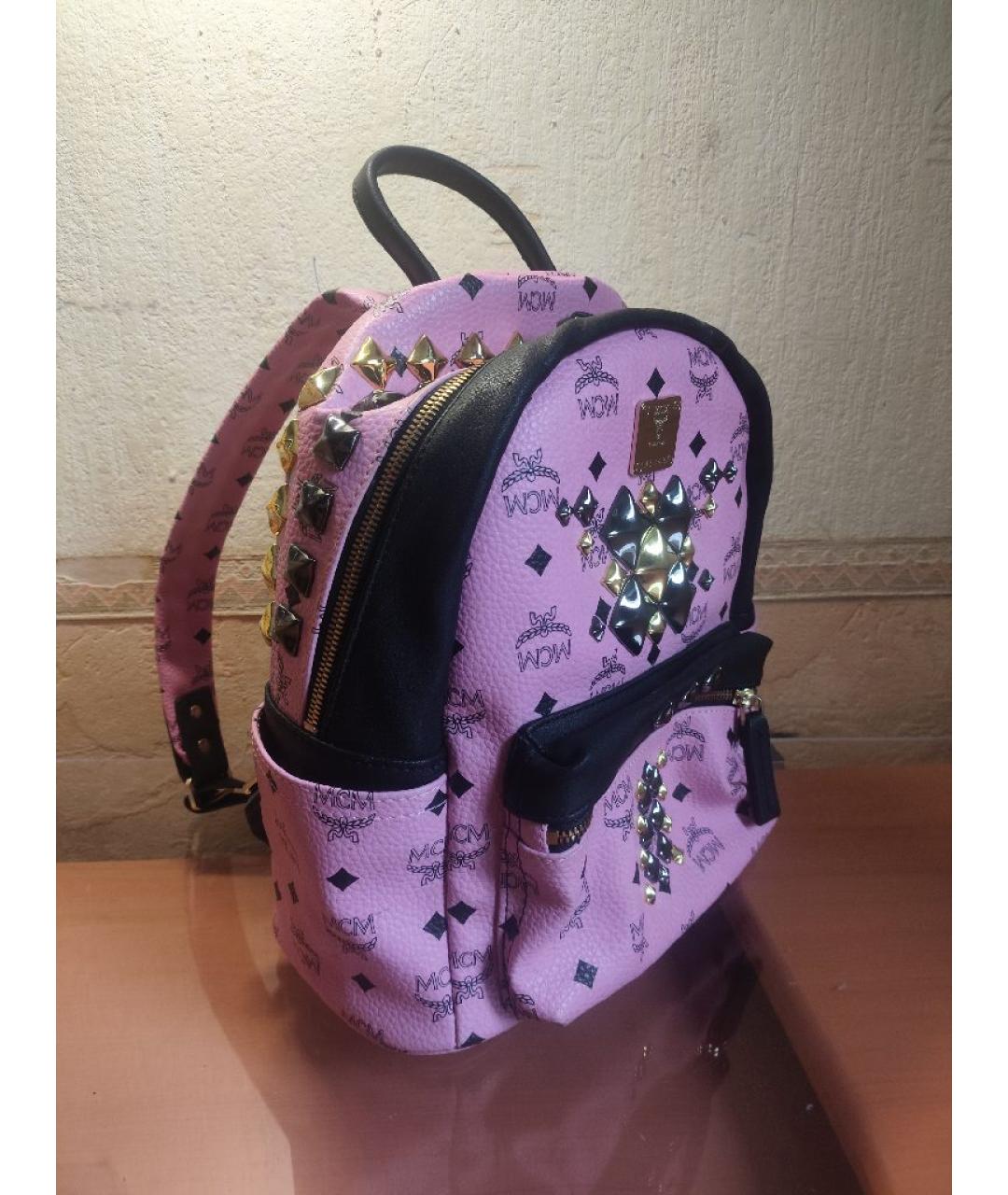 MCM Розовый кожаный рюкзак, фото 2