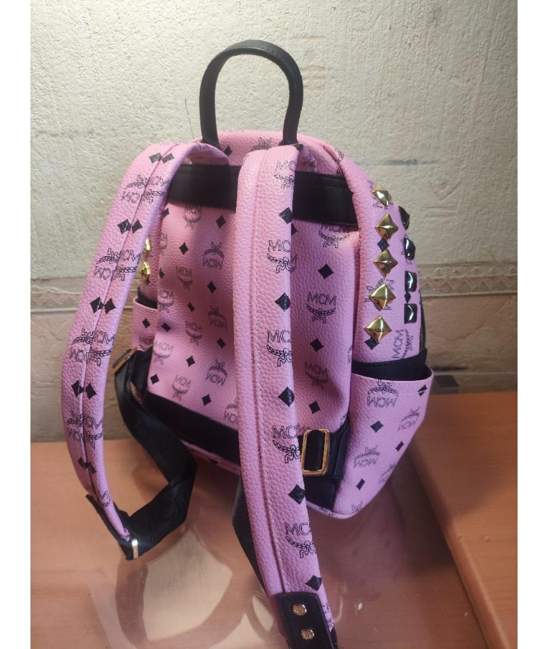 MCM Розовый кожаный рюкзак, фото 3