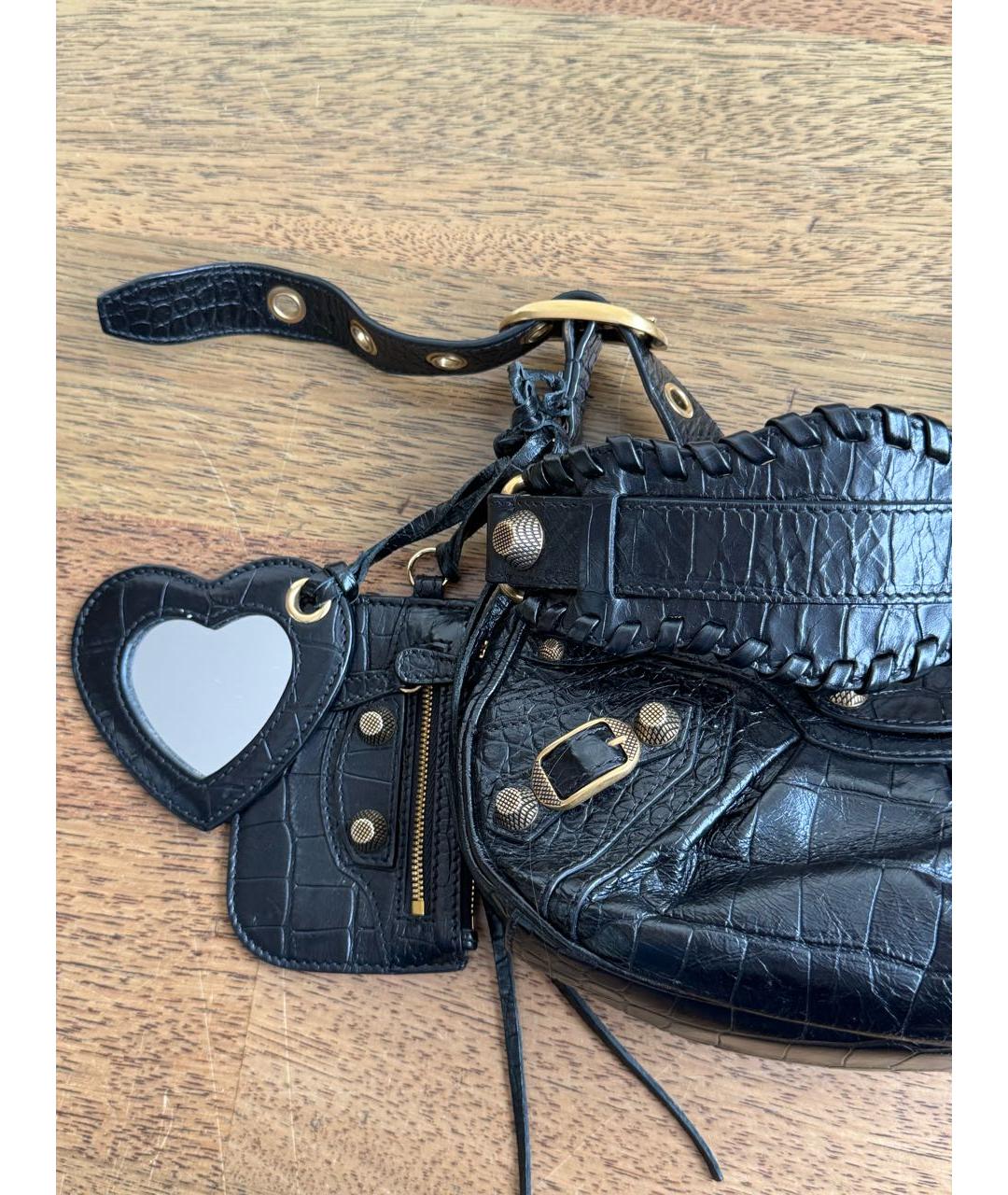 BALENCIAGA Черная кожаная сумка через плечо, фото 3