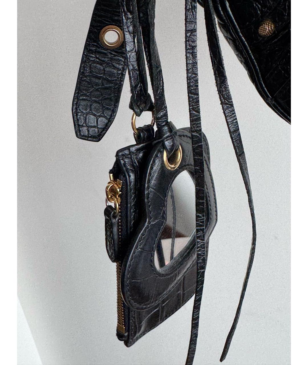 BALENCIAGA Черная кожаная сумка через плечо, фото 5