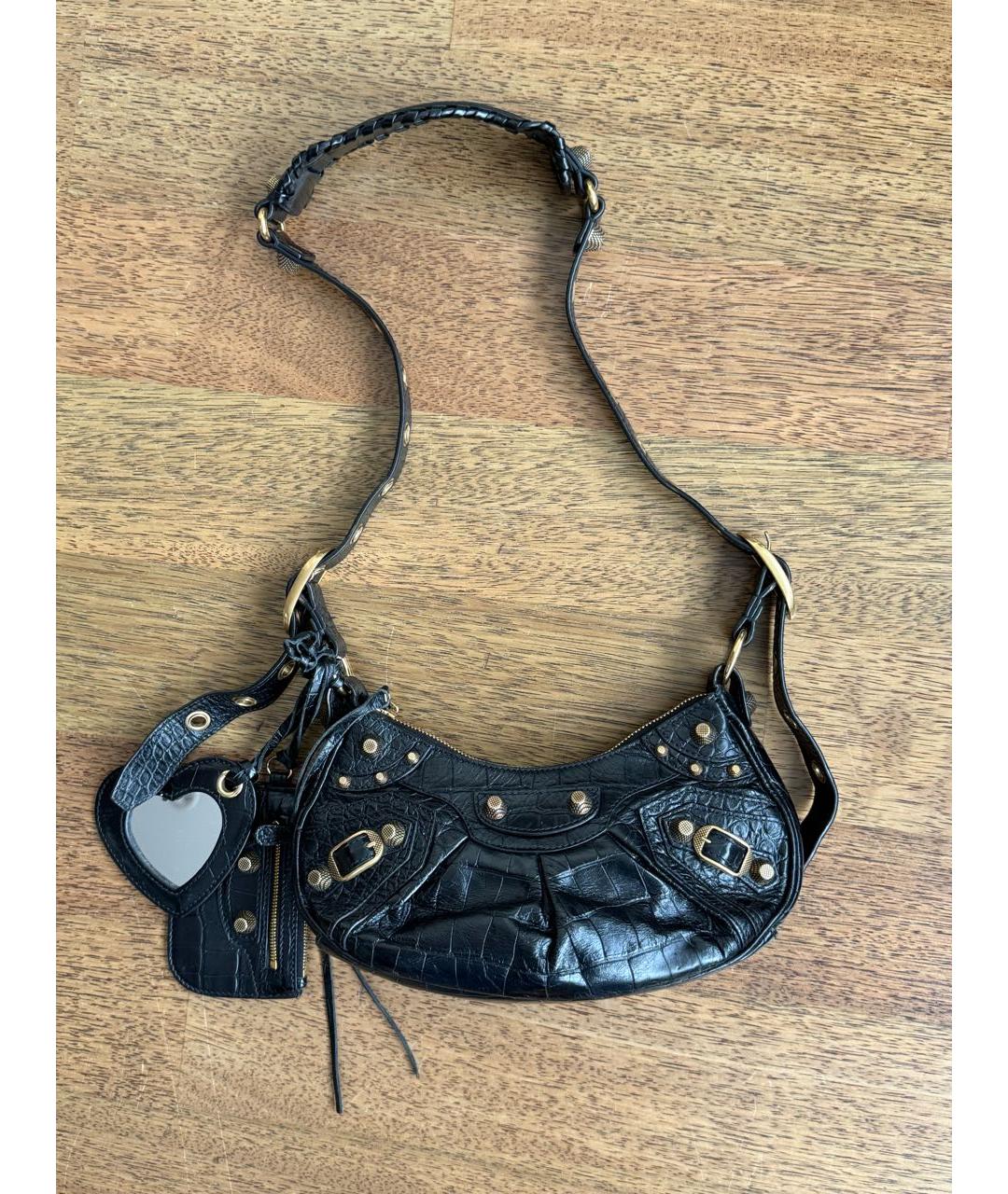 BALENCIAGA Черная кожаная сумка через плечо, фото 9