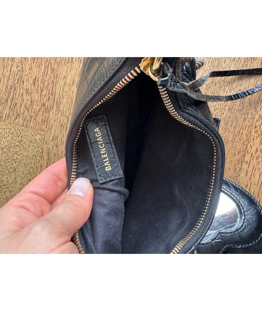 BALENCIAGA Черная кожаная сумка через плечо, фото 7