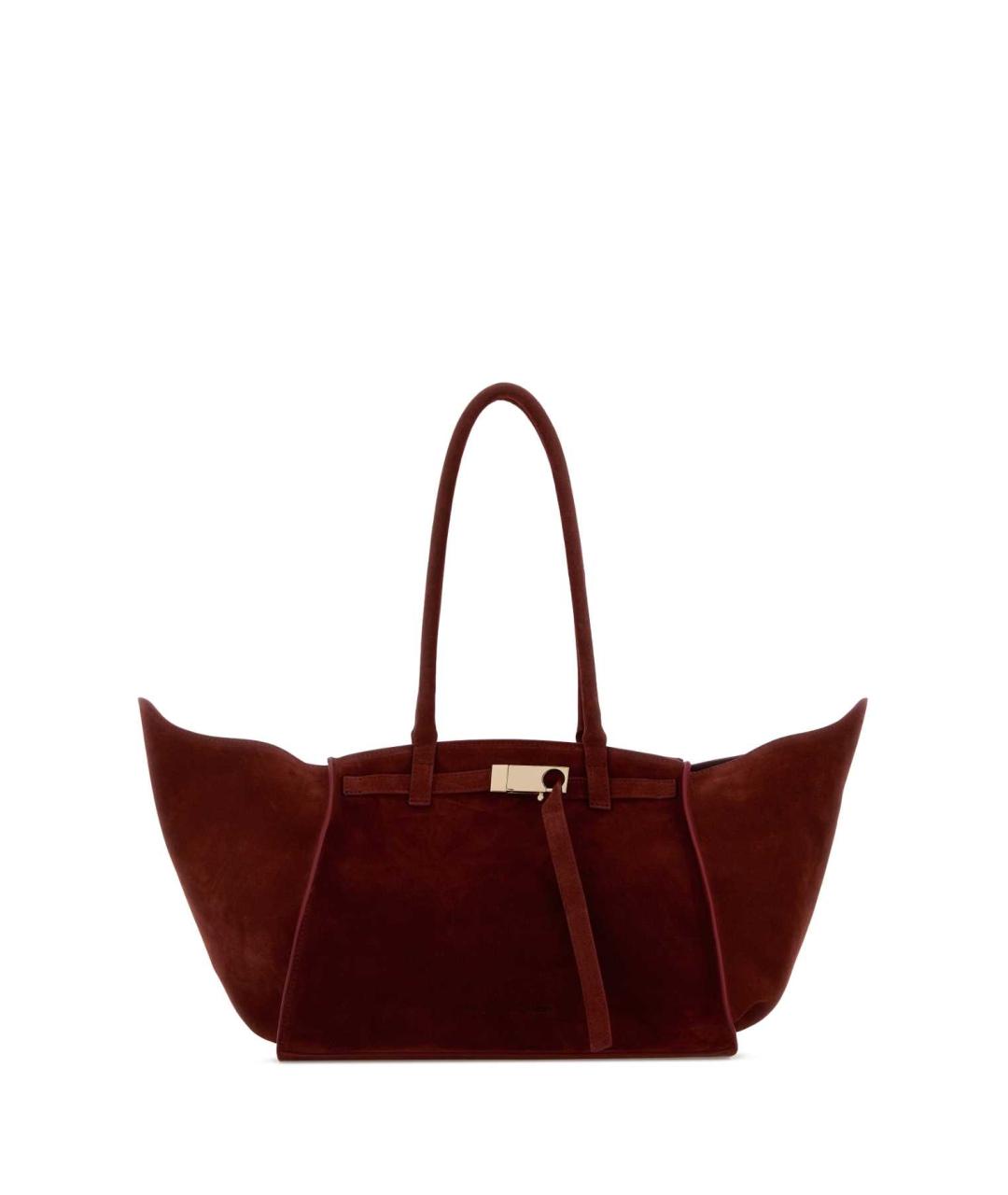 BENEDETTA BRUZZICHES Бордовая замшевая сумка тоут, фото 1