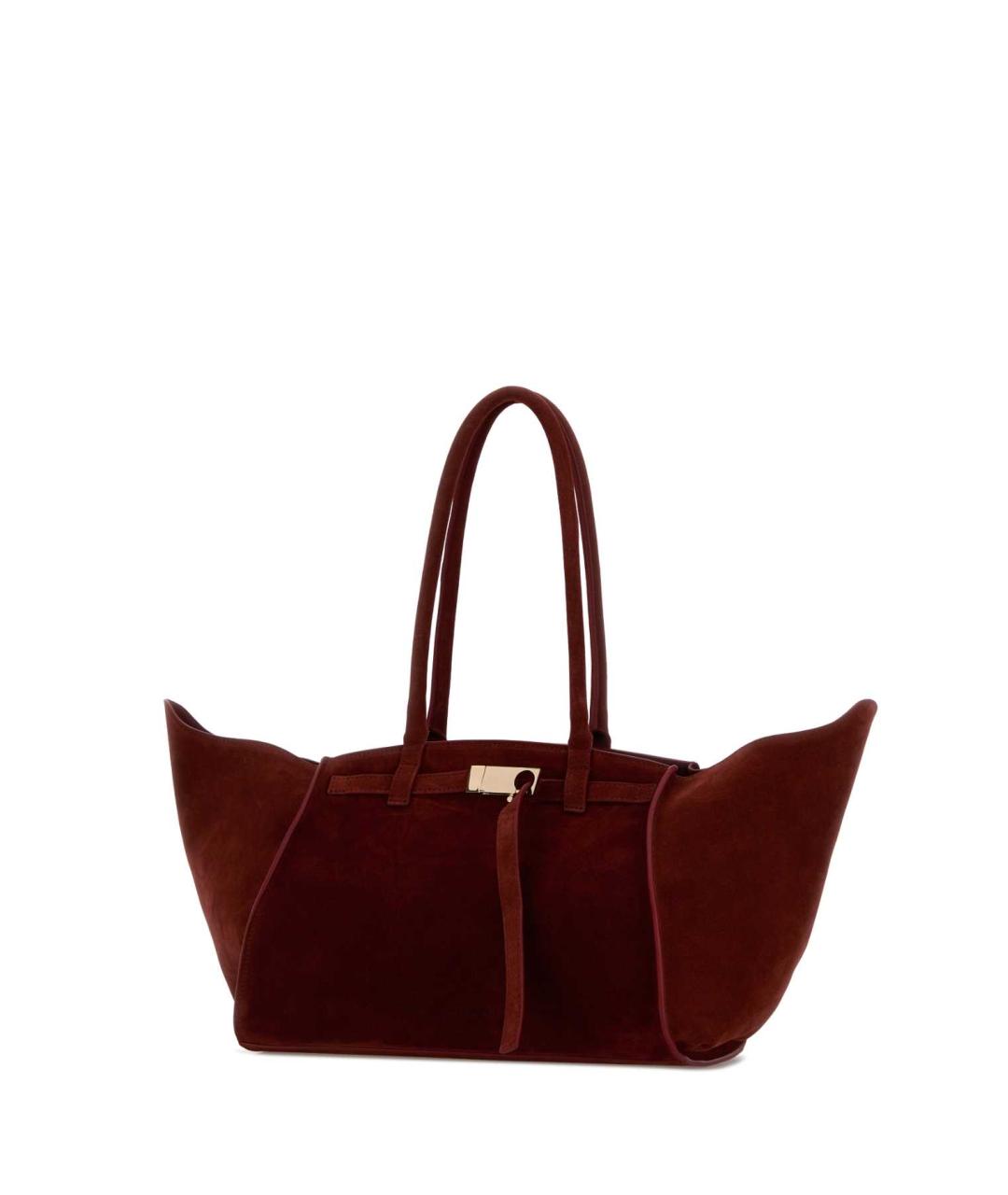 BENEDETTA BRUZZICHES Бордовая замшевая сумка тоут, фото 2