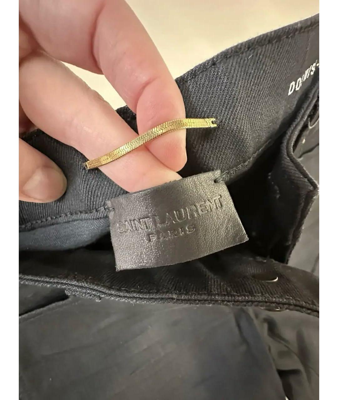 SAINT LAURENT Черные хлопко-эластановые джинсы скинни, фото 4