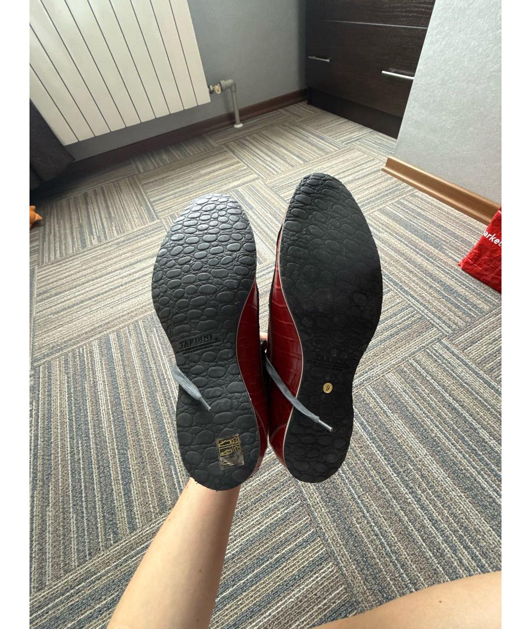 TARDINI Красные кожаные низкие ботинки, фото 4