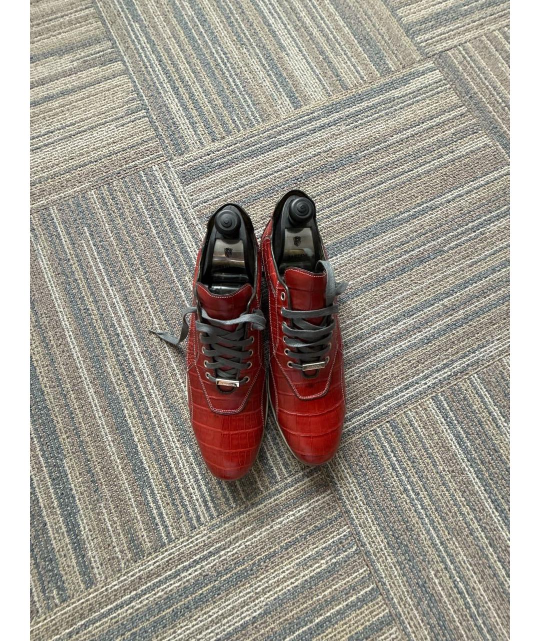 TARDINI Красные кожаные низкие ботинки, фото 3