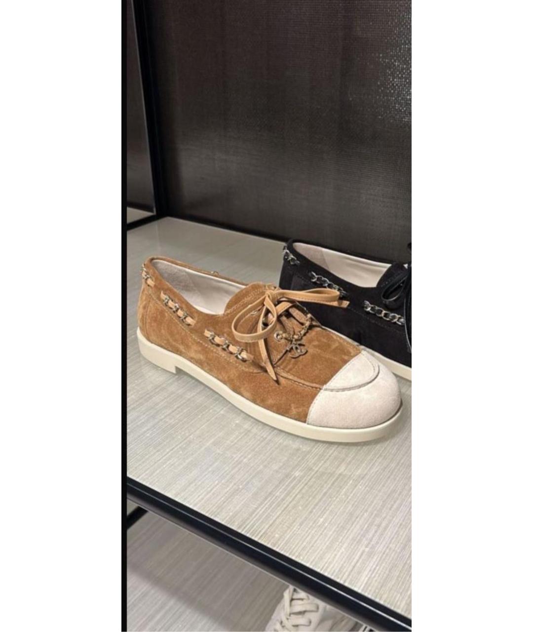 CHANEL Бежевые замшевые лоферы, фото 2