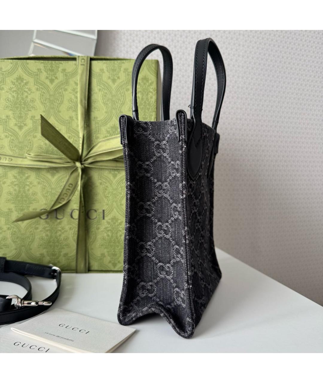 GUCCI Антрацитовая жаккардовая сумка через плечо, фото 3