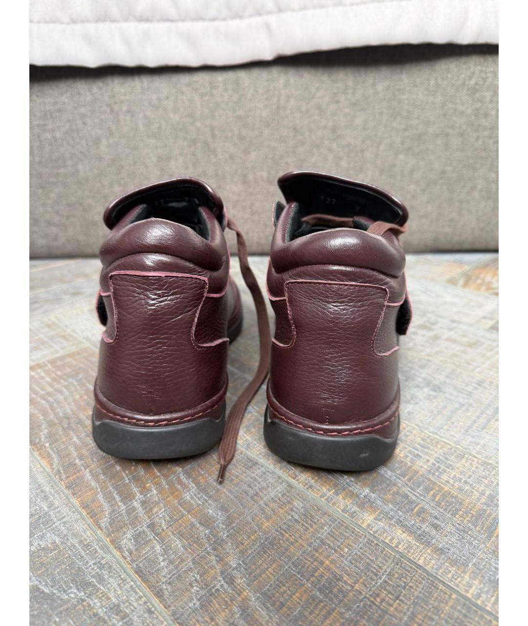 ZILLI Бордовые кожаные низкие ботинки, фото 4