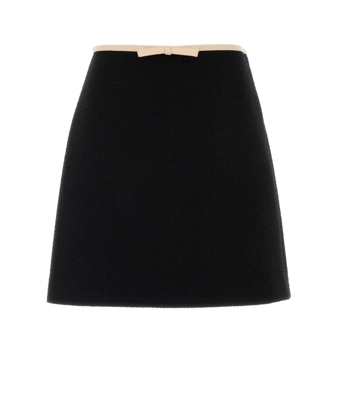 VALENTINO Черная шерстяная юбка мини, фото 1